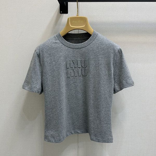 素敵な ミュウミュウ ロゴ コットン 偽物 半袖 Tシャツ myw13994